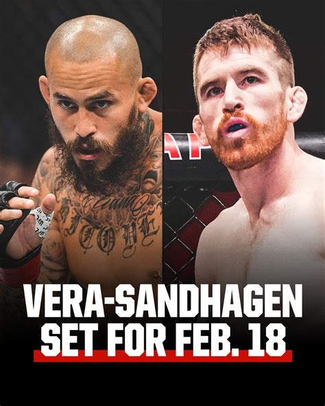 Contact information for nishanproperty.eu - UFC on ESPN 43 - Vera vs. Sandhagen pits Cory Sandman Sandhagen vs Marlon Chito Vera fight in AT&T Center, San Antonio, Texas, United States on Mar 25, 2023.